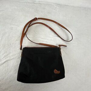 Dooney & Bourke Women's Black Nylon Leather Trim Duck Logo Small Crossbody Bag